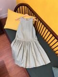 K319 Đầm LINEN suông, cổ yếm, đuôi cá sát nách 