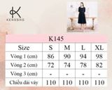  K145 - Đầm sơ mi Linen màu đen cổ trắng 