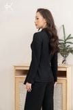  Bộ Suit gồm áo Blazer buộc dây và quần xuông linen lụa K190 