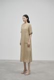  Đầm Suông Vổ Tròn, Xẻ 2 Bên, Ngắn Tay, Linen Đũi cao cấp K405 