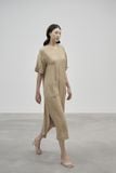  Đầm Suông Vổ Tròn, Xẻ 2 Bên, Ngắn Tay, Linen Đũi cao cấp K405 