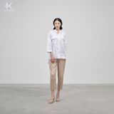  SALE K413 Áo Sơ mi linen cổ tàu tay lửng, túi ngực 