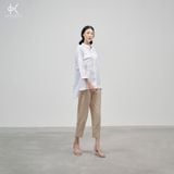  SALE K413 Áo Sơ mi linen cổ tàu tay lửng, túi ngực 