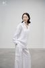 K415 Áo sơ mi linen cổ V, dài tay dáng suông