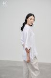  SALE K422 Áo linen kiểu Sơ mi cánh dơi, cổ tàu dáng xuông 