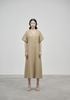 Đầm suông cổ V , xẻ trước,  Linen đũi K406