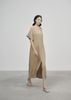 K406 Đầm đũi linen , cổ V dáng xuông xẻ trước