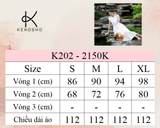  K202 Đầm linen cổ tàu, dáng xòe A, cổ tàu tay thêu ren 