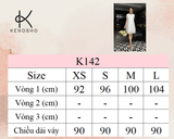  K142 Đầm xuông xếp ly ngực cotton lụa mix ren 