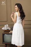  K114 Đầm LINEN 2 dây, cài khuy 2 bên 