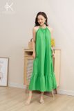  K181 Đầm maxi linen cổ yếm, đuôi cá 