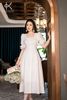  K303 Đầm LINEN cổ tròn, cài khuy dọc thân, tay lỡ 