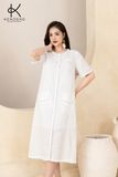  K313 Đầm LINEN xuông, cổ tròn, xẻ 2 bên 