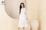  K313 Đầm LINEN suông, cổ tròn, xẻ 2 bên 