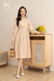  K182/ K189 Đầm sơ mi linen cổ đức, viền ngực 