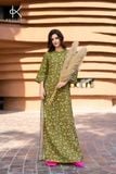  K443 - GIAO HÒA, Áo Dài Linen Dáng Xuông, Họa Tiết Hoa Lá Xanh ,Thanh Lịch Cho Phụ Nữ NEW ARRIVALS 