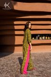  K443 - GIAO HÒA, Áo Dài Linen Dáng Xuông, Họa Tiết Hoa Lá Xanh ,Thanh Lịch Cho Phụ Nữ NEW ARRIVALS 