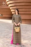  K441 Áo Dài Hoài Thảo Linen Phối Màu Nâu cỏ hoa Ấm Áp và Hồng Dịu Dàng NEW ARRIVALS 