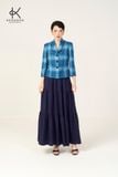  K617 - Áo blazer dáng ngắn kẻ xanh NEW ARRIVALS 