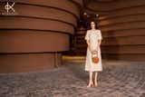  Audrey: Đầm Linen suông nhẹ màu be , có tay thanh lịch tinh tế K455 