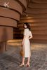 Đầm linen suông màu be