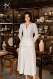  Bộ Suits gốm áo Blazer trắng  và chân váy thanh lịch, sang trọng ( K452 và K453) 