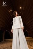  Suits: Set đồ áo Blazer trắng + quần suông chuyên nghiệp, thanh lịch 