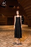  K456 Đầm Maxi Linen Màu Đen Tinh Tế và Quyến Rũ 