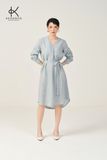  K619 Đầm Linen suông, cổ V, tay dài, dáng sơ mi - thanh lịch, năng động 