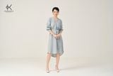  K619 Đầm Linen suông, cổ V, tay dài, dáng sơ mi - thanh lịch, năng động 