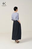  K618 Áo sơ mi Linen kẻ cổ V NEW ARRIVALS 