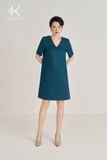  K481 Đầm suông dáng ngắn cổ V xanh cổ vịt - NEW ARRIVALS 