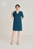  K481 Đầm suông dáng ngắn cổ V xanh cổ vịt - NEW ARRIVALS 