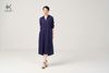 Váy/đầm sơ mi cổ đức dáng dài tay dài K624 màu xanh navy chất liệu Rayon