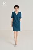  K481 Đầm suông dáng ngắn cổ V xanh cổ vịt - NEW ARRIVALS 