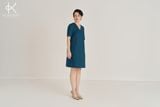  K481 Đầm suông dáng ngắn cổ V xanh cổ vịt - NEW ARRIVALS 