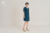  K481 Đầm suông dáng ngắn cổ V xanh cổ vịt - NEW ARRIVALS 