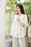  Bộ Suit gồm áo Blazer buộc dây và quần xuông linen lụa K190 