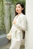  Bộ Suit gồm áo Blazer buộc dây và quần xuông linen lụa K190 