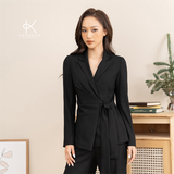  Bộ Suit gồm áo Blazer buộc dây và quần xuông linen lụa K190 