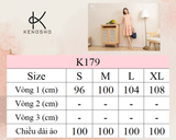  K179 Đầm linen cổ tròn đuôi cá 2 tầng, tay ngắn 
