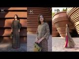 video áo dài k441 họa tiết nhỏ nền nâu