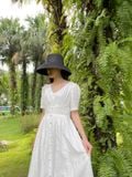  K122 Đầm linen cổ V, sát nách, buộc dây ở lưng, đính cúc trẻ trung quyến rũ. BEST SELLER 