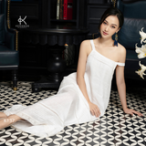  K137 Đầm Maxi Linen 2 Dây,  dáng suông, xếp ly 