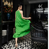  K138 - Đầm Maxi Lụa Cổ Yếm Đuôi Cá Dáng Dài 