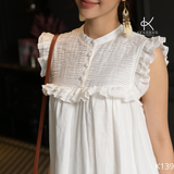  K139 Đầm Linen xếp ly ngực, sát nách, dáng suông đuôi cá 