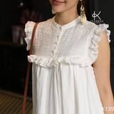  K139 Đầm Linen xếp ly ngực, sát nách, dáng xuông đuôi cá 