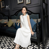  K140 Đầm Linen Suông Cổ Tròn Phối Ren 