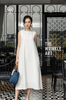 K140 Đầm Linen Suông Cổ Tròn Phối Ren