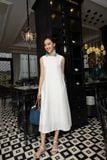  K140 Đầm Linen Suông Cổ Tròn Phối Ren 